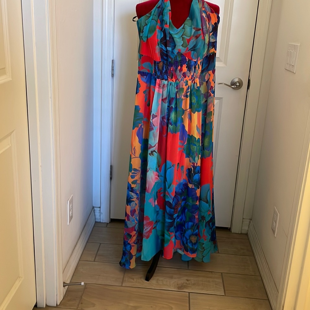 Multi foral coral sun dress